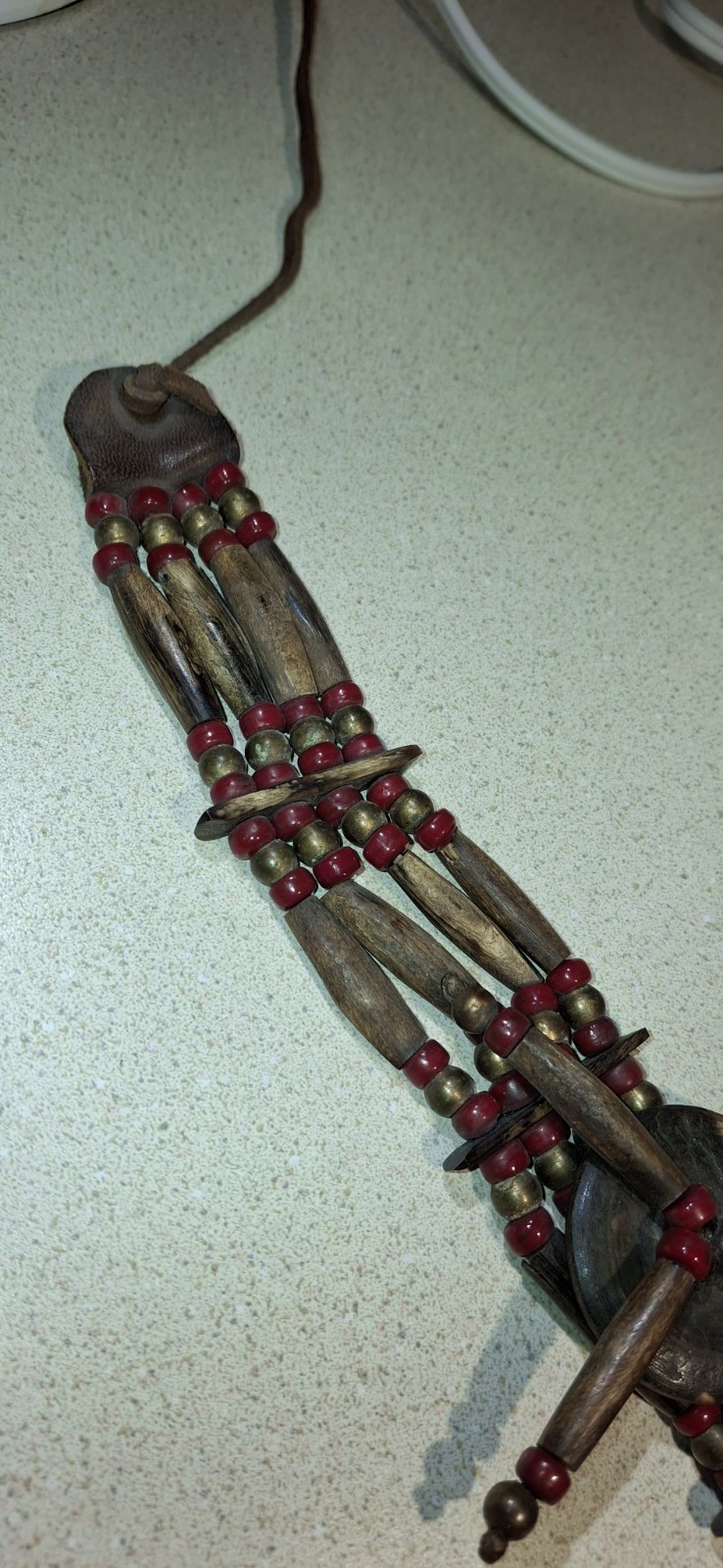 Native American Early Buffalo horn,and Beaded Choker