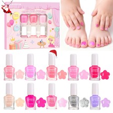 Pink Nail Polish Set for Kids - 10 PCS Non-Toxic Quick-Dry Peel Off Kit