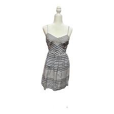 Bar III Nautical Striped Spaghetti Strap Flared Summer mini Dress Navy and White