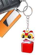Fidget Keychain Lion Dance Shape Button Keyring Bag Pendant For Kids Adults
