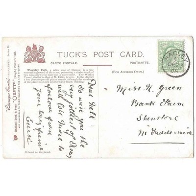 SHENSTONE Staffs Postkarte geschickt an Bank Farm Poststempel Hagley 1904