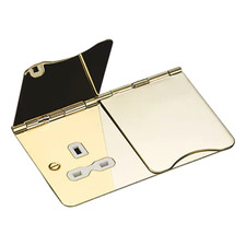 Knightsbridge FPR9UPBW 13A 2 Gang Unswitched Floor Socket Polished Brass
