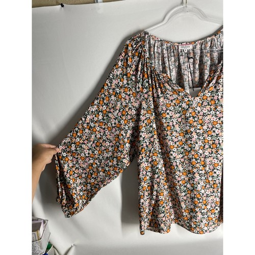 Camicetta Andree by Unit colorata Ditzy floreale collo diviso manica lunga taglia 3X NUOVA - Foto 2 di 5