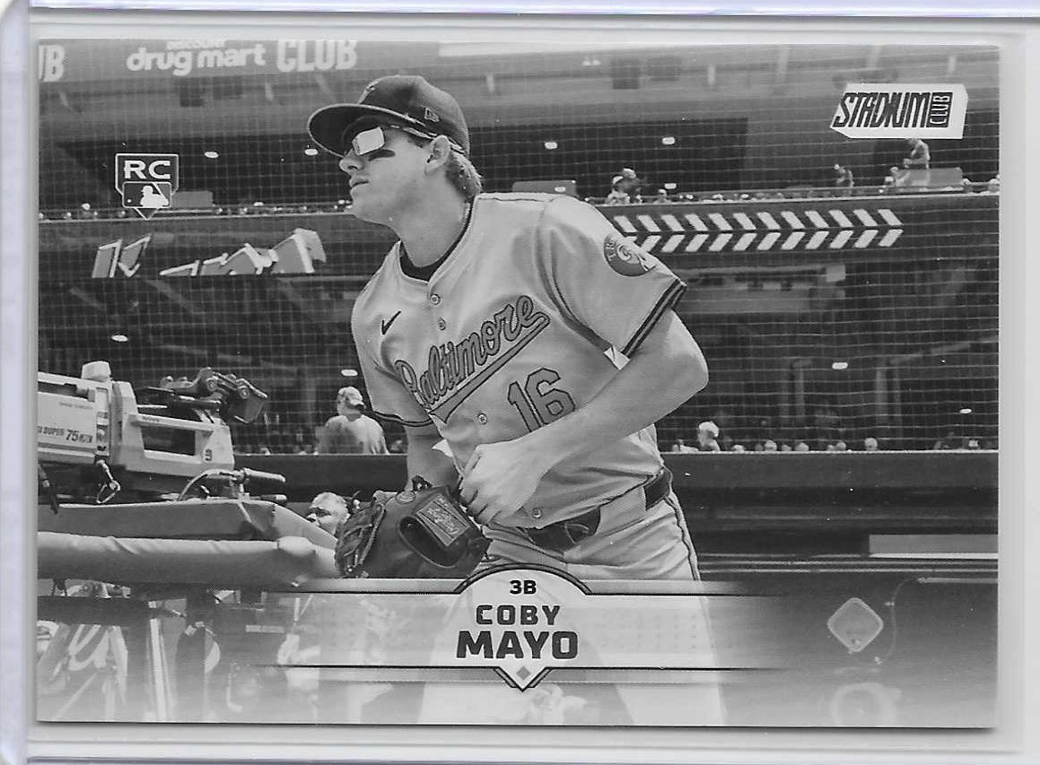 2025 Topps Stadium Club Coby Mayo #62 Black & White Parallel Rookie RC