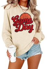 PICKID Basketball Game Day Sweatshirt for Women Game Day Chenille Patch Shirt...