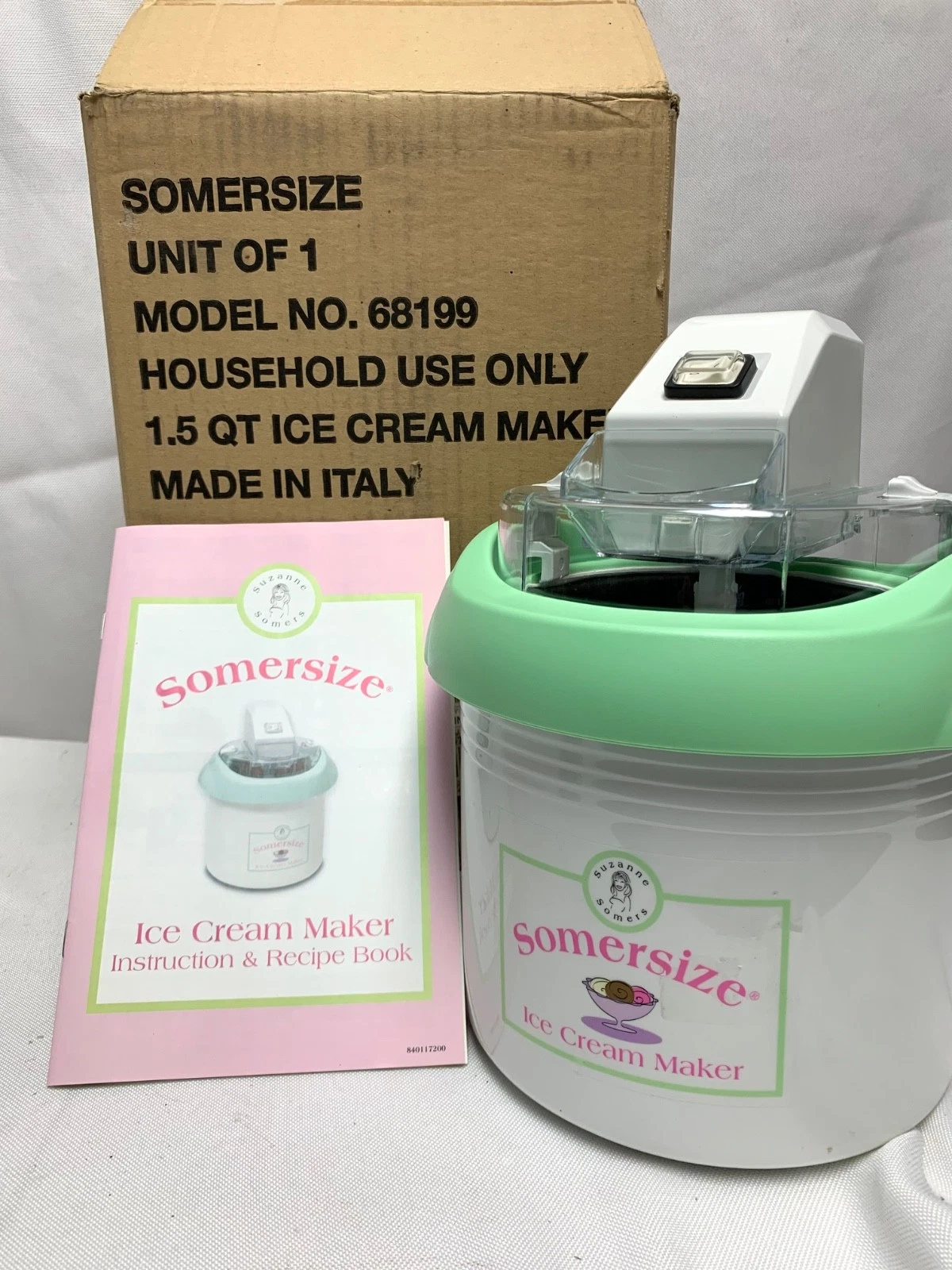 Suzanne Somers Somersize ICE CREAM MAKER 1.5 Quart Model 68199 Made in Italy NEW