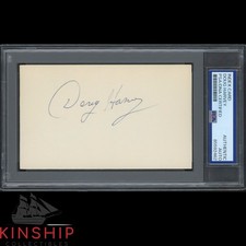 Doug Harvey signed 3x5 Index Card PSA DNA Slab Hockey HOF Auto C5160