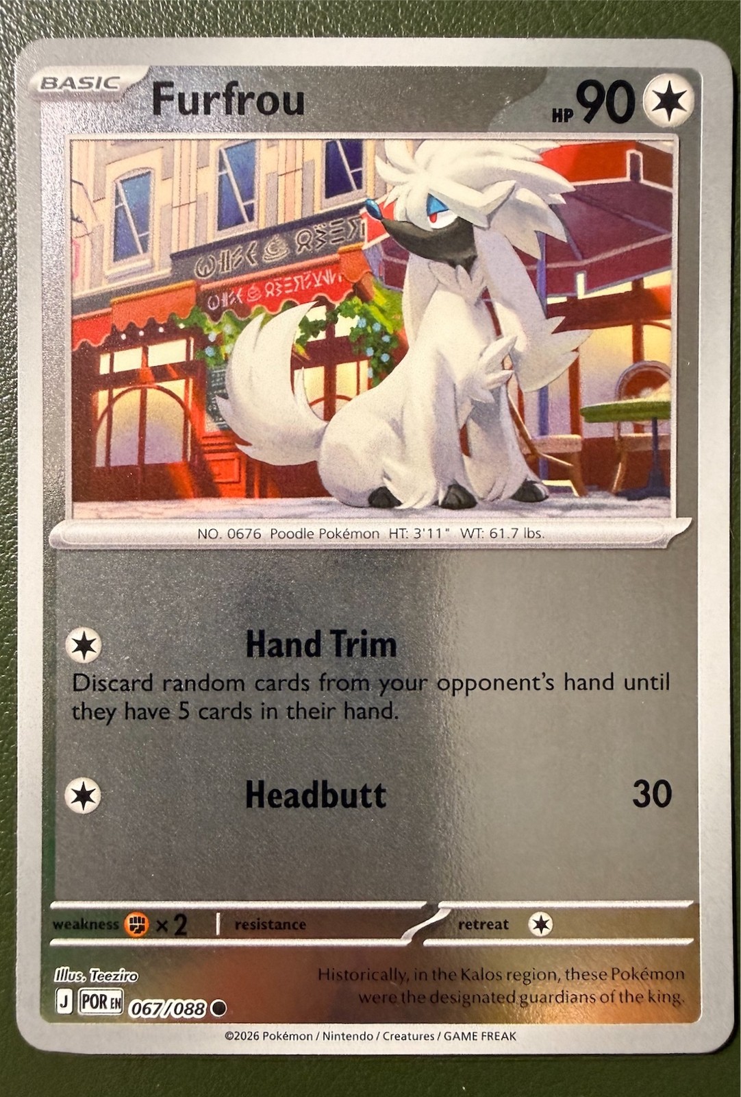 Pokemon TCG Furfrou 67/88 Perfect Order Reverse Holo NM