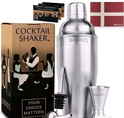 BARVIVO Professional Cocktail Shaker Set - Includes Double Jigger - Picture 1 of 1