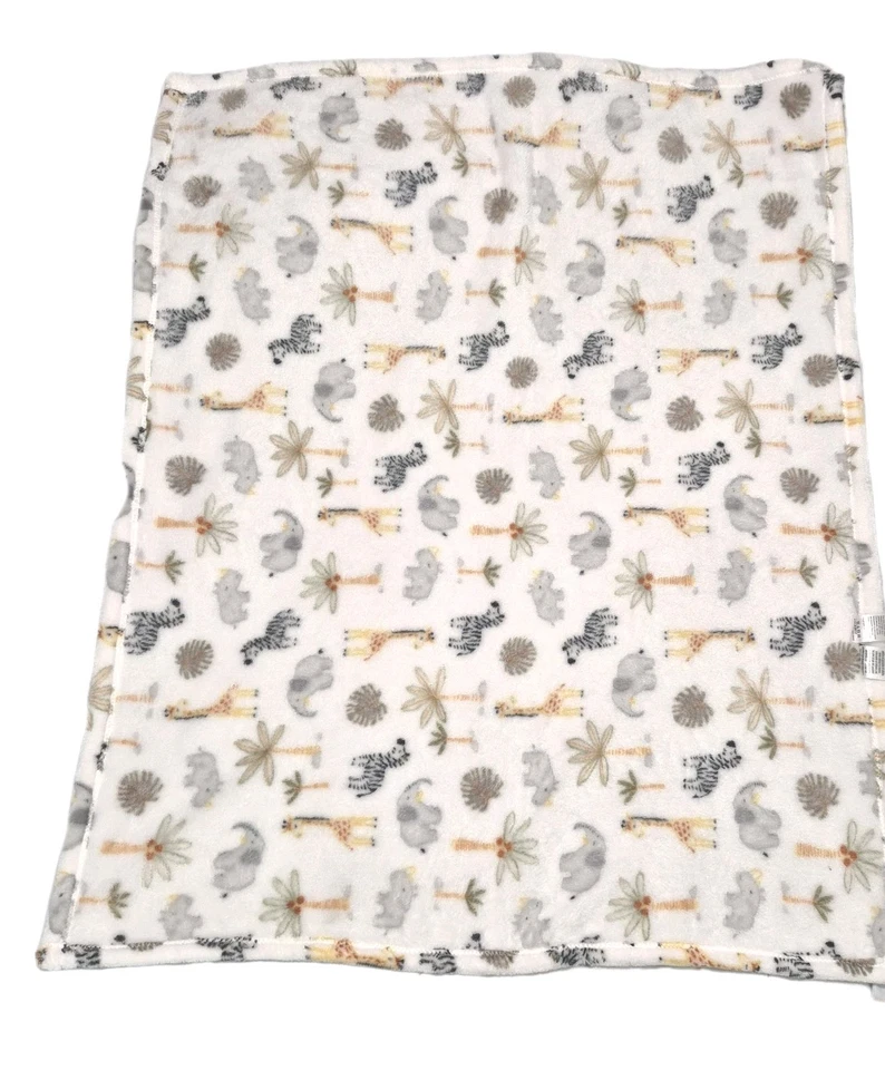 Baby Starters White Safari Blanket Jungle Animal Elephant Zebra Giraffe Rhino - Image 4 of 4