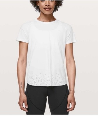 Lululemon Quick Pace Short Sleeve Shirt Womens 6 White Athletic Running Top