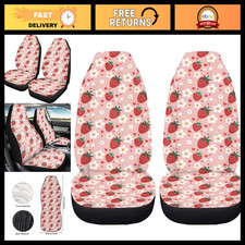 Strawberry Car Seat Covers Set - Pink Heart Daisy Front Bucket Cushion Breathab Strawberry Car Seat Covers Set - Pink Heart Daisy Front Bucket Cushion Breathab