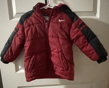 Nike Puffer Jacket Size 3T, Red and Black, Full Zip with Hood, Toddler