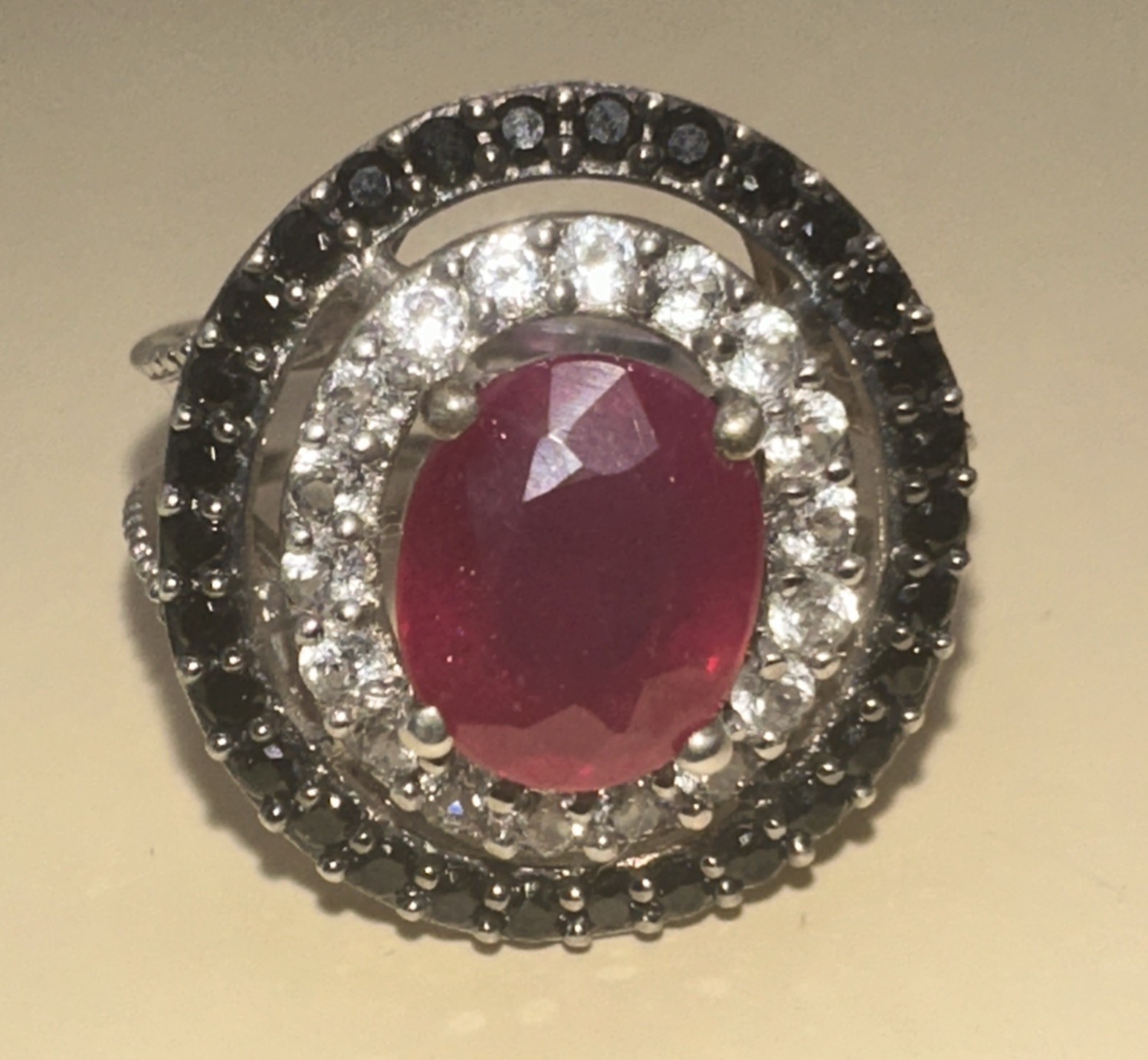 Assorted Gem Set Cluster Sterling Silver Statemen… - image 1