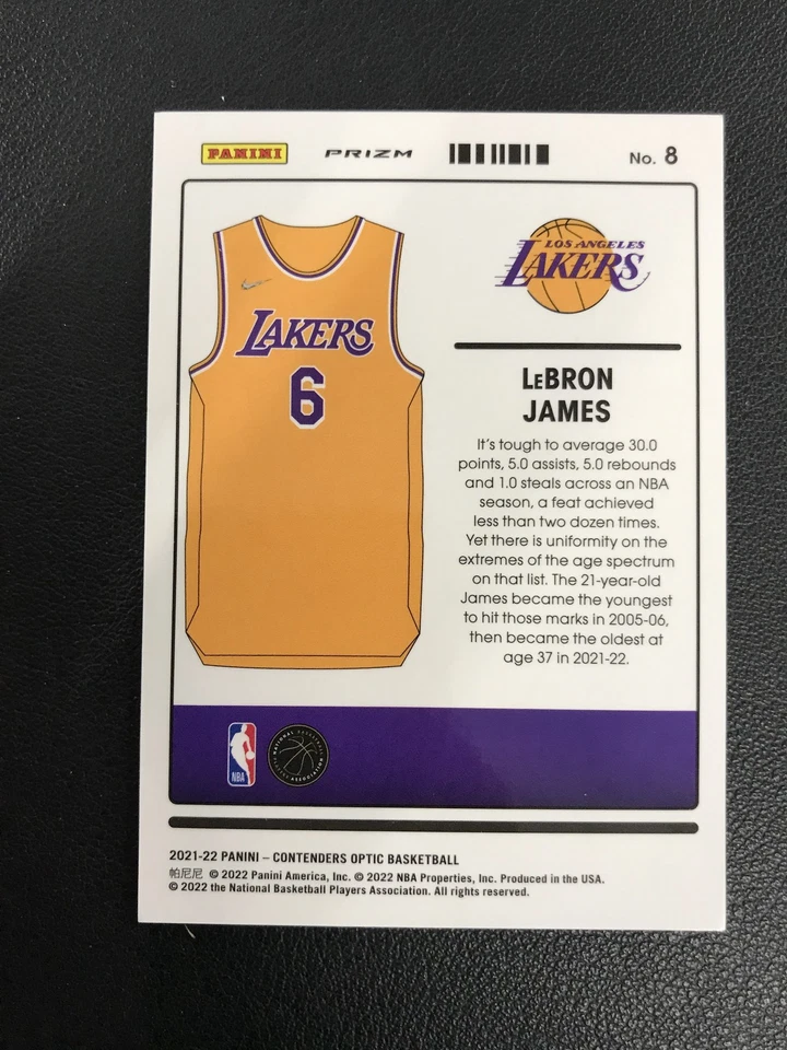 2021-22 Panini Contenders Optic #8 LeBron James Uniformity Red Cracked Ice LA - Image 2 of 2