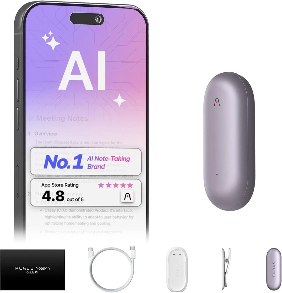 Lightweight AI Voice Recorder with Cloud Storage - 64GB Memory, Hands-Free Modes - Image 3 of 4