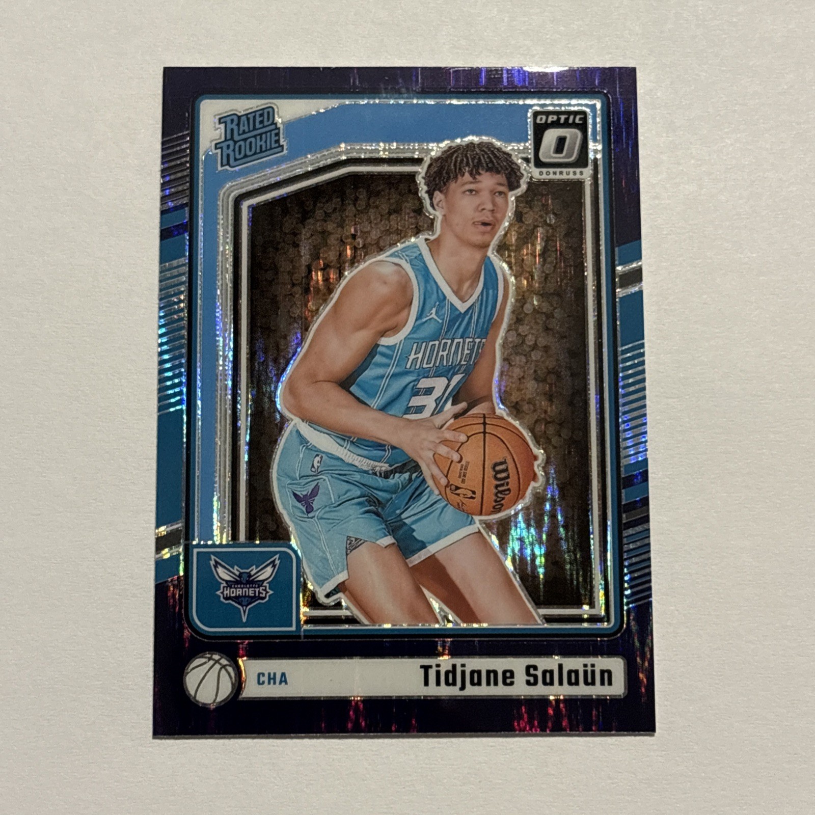 Tidjane Salaun 2024-25 Donruss Optic Purple Shock Refractor Parallel Rookie #286
