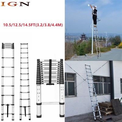 10.5/12.5/14.5FT Non-Slip Aluminum Telescoping Ladder Extension Ladders Folding