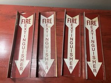 Lot Of 4 Vintage Metal Fire Extinguisher Signs 3.5”x14”