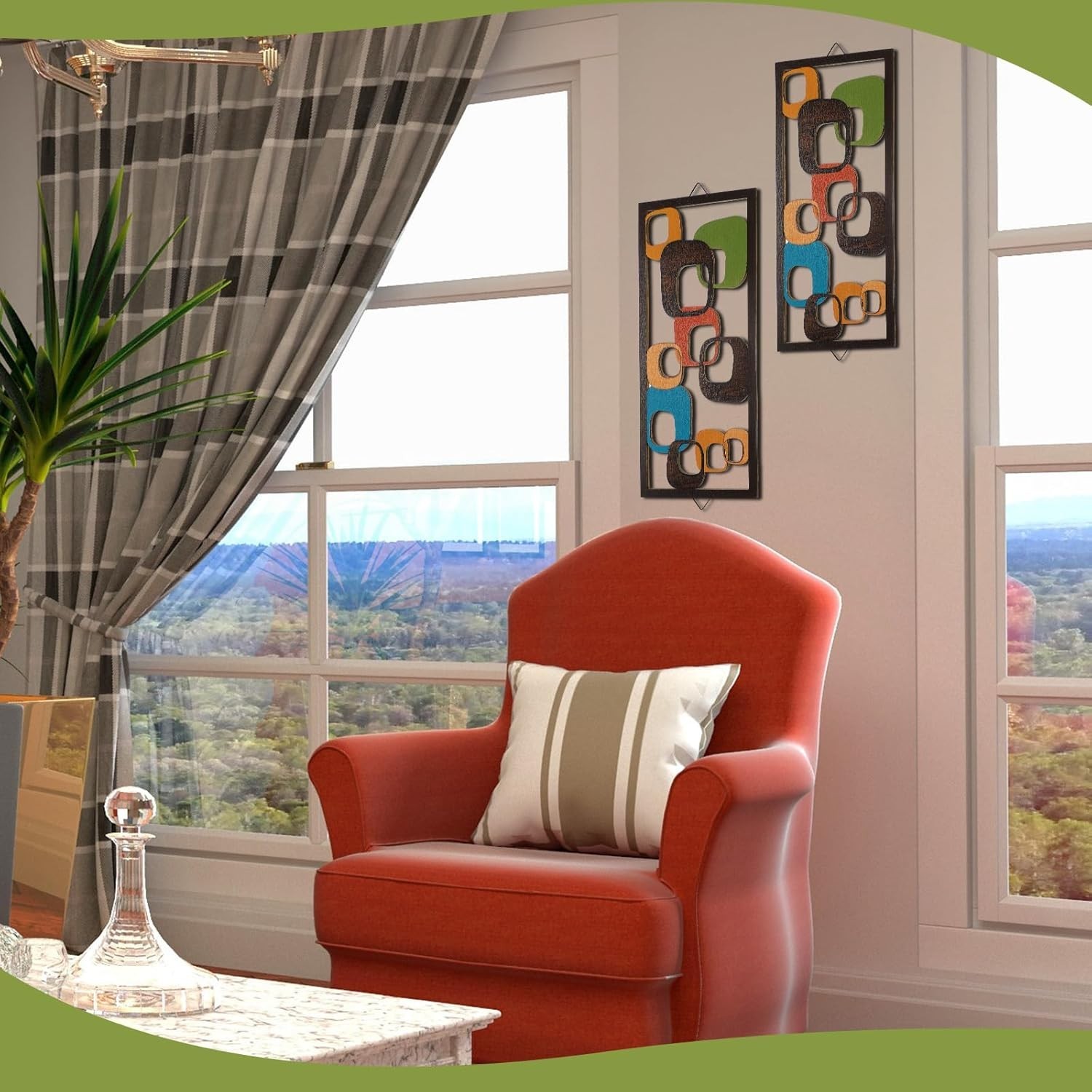 2 Pcs Mid Century Wall Art Mid Century Modern Decor Elegance Wall Accents Woo...