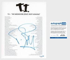 T.I. SIGNED TIP HARRIS RAPPER NO MEDIOCRE LYRIC SHEET - ACOA COA