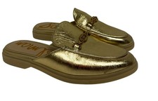 Sam Edelman Kira Women's Bit Mule Slide Gold Leather Slip On Metal Detail 7.5