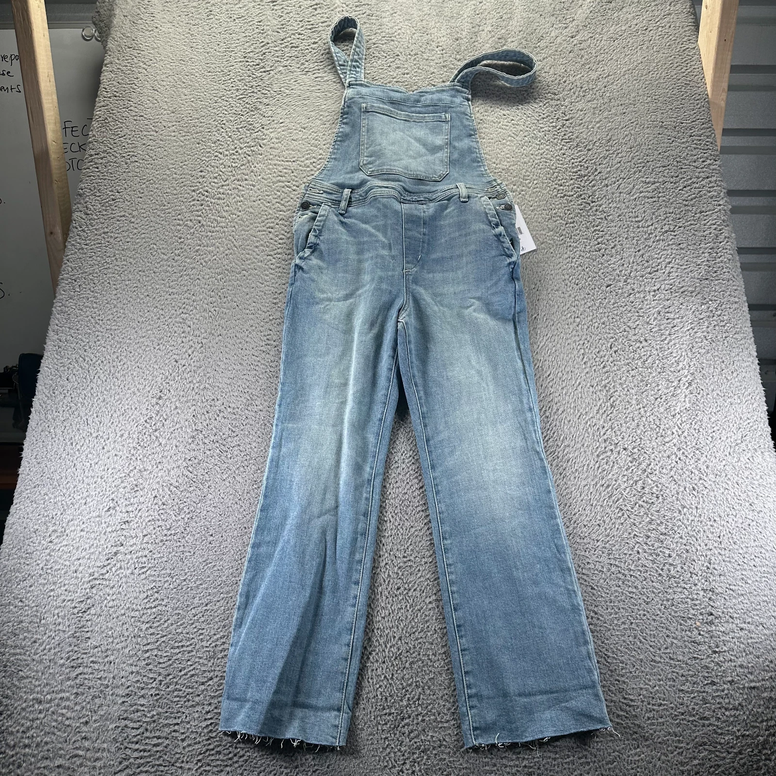 Sam Edelman Melanie Jeans Womens 8 Blue Cotton Denim Overall Crop Boot Stretch
