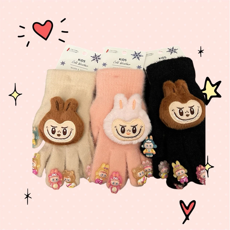 Guantes de felpa niños guantes de invierno 3D tema monstruo cinco dedos guante a prueba de frío Foto 3 de 4