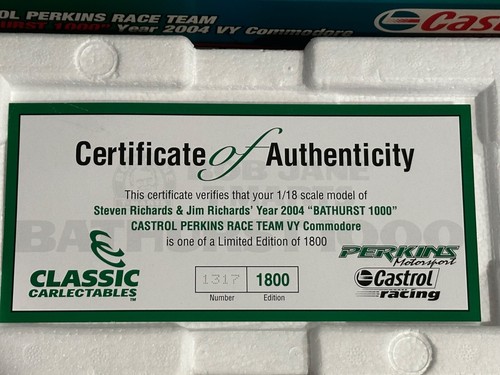 2004 Bathurst Pole Pos Holden VY Commodore #11 Richards/Richards 1:18 Classic - Picture 12 of 20