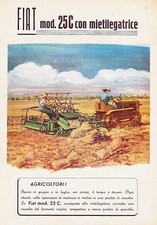 PUBBLICITA' 1951 TRATTORE TRATTRICE FIAT TRACTOR MOD 25 C CON MIETI LEGATRICE 