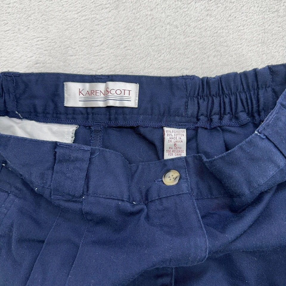 Karen Scott Shorts Womens 6 Blue High Rise Pleated Cuffed - Image 2 of 4