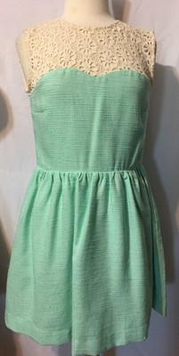francesca's mint green dress Francesca Sleeveless Mint Green Lace Dress Size M Floral Lace Overlay Mod Mini