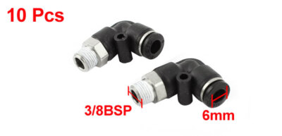 10 x 6mm Hole 3/8BSP Thread Right Angle Fastener Pneumatic Quick Joint Connector
