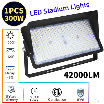 300W LED STADIUM FLOOD LIGHT - 4000K - 1500W Equal - Waterproof -5Years Warranty