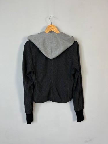 Cop Copine Avant Garde Women Gray Distressed Wool Hooded Jacket Size 40 - Picture 8 of 11