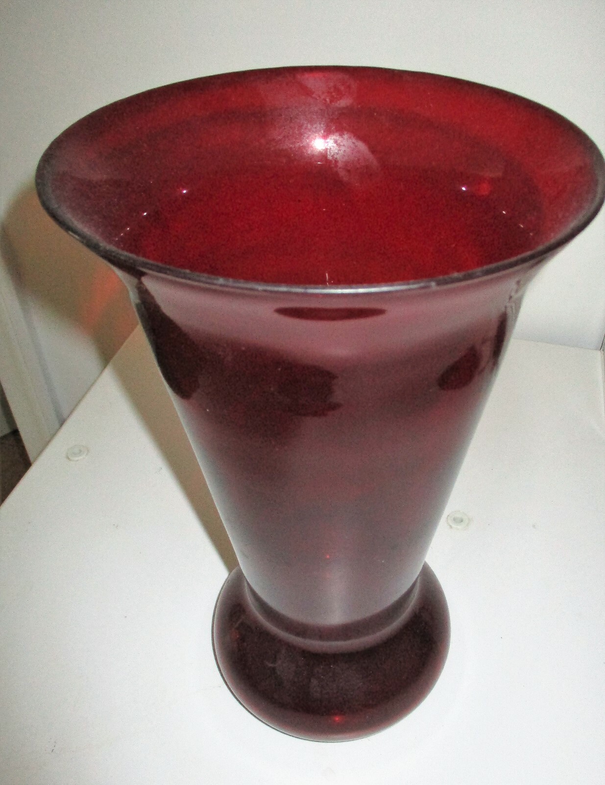 ANTIQUE RED GLASS VASE 12" TALL, 80 100 YEARS OLD eBay