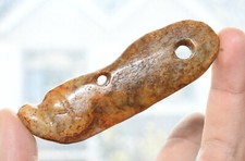 9CM China Hongshan Culture Old Jade Carved Dragon Beast Head Amulet Pendant