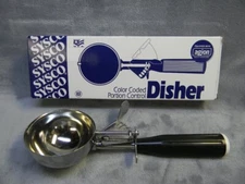 SYSCO 3.0 INCH STAINLESS STEEL BLACK HANDLE PORTION CONTROL DISHER SCOOP-NEW