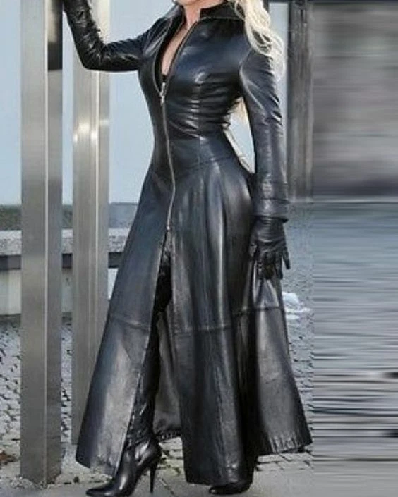 Gothic leather trench coat hotsell