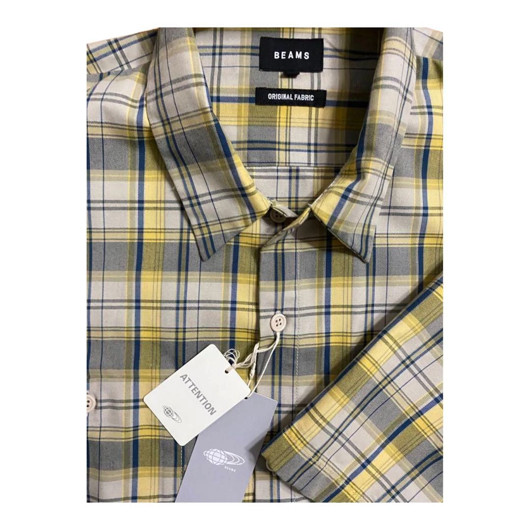 BEAMS /T/C Twill Work Check Easy Shirt M