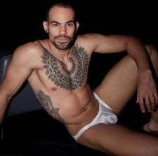 New with Tags Men's Sexy White Shiny & Sheer Low Rise Bikini Brief -Gay Interest