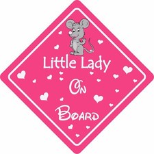 LITTLE LADY ON BOARD MOUSE Car Sign Car Sticker Baby Child Children Safety Kids