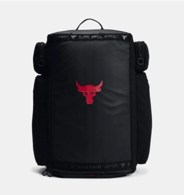 Under Armour Project Rock Duffle Backpack Bag Black Red 2023 UA Gym Unisex New