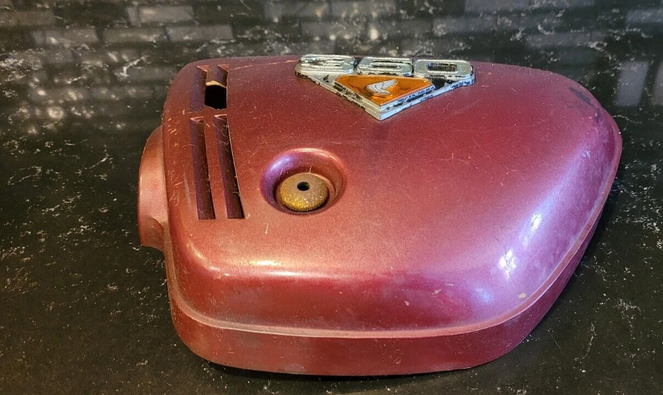 Винтажная левая боковая крышка для Honda от оригинального производителя CB 350 темно-бордовый пластик CB350 - Изображение 2 из 4