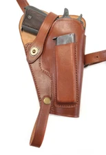 M3 Colt 1911 .45 Shoulder Holster Premium Drum Dyed Leather with Magazine Pouch