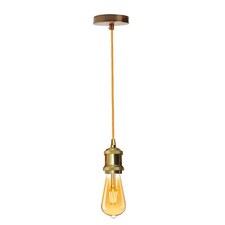 Image of Vintage Industrial Pendant Light E27 Metal Ceiling Lamp with Fabric Cord Hanging