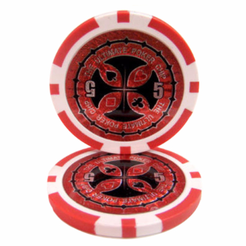 25 ct Red 5 Five Dollars "Ultimate" Series 14g Holographic Poker Chips