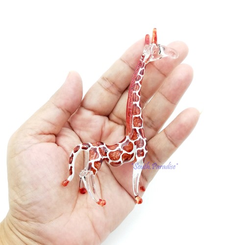 Giraffe Brown Hand Blown Glass Art Collectible Home Decor Wild Animal Figurine - 第 11/12 張圖片