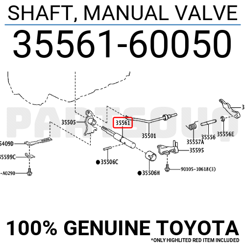 3556160050 Genuine Toyota SHAFT, MANUAL VALVE 35561-60050 | eBay