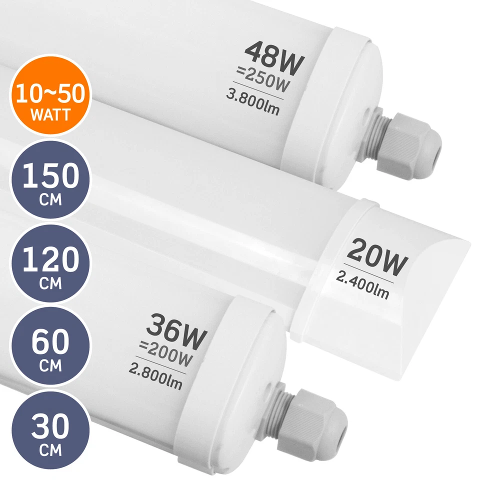 EUROCALI PLAFONIERA LED Tubo Prismatico da 20w a 50w 60 120 150cm CALDA NATURALE FREDDA